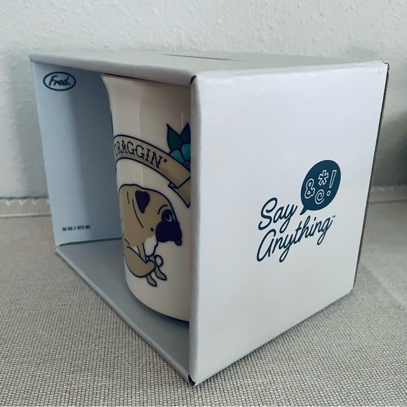 Genuine Fred Coffee Mug Draggin Pug Dog Ceramic Cup 16 oz - Picture 7 of 7